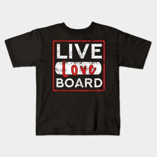 'Live, Love, Board' Snowboard Gift Kids T-Shirt